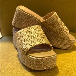Women's Tan Woven Platform Sandals